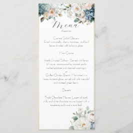 ダスティーブルー&ブラッシュ フラワーの結婚式メニューカード メニュー