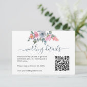 ダスティーブルー ブラッシュ フラワール ウォーターカラー RSVP QR コード (スタンド正面)