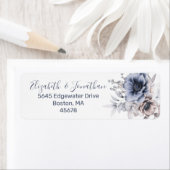 ダスティーブルー ベージュ 水彩 フラワー 返信先住所ラベル ラベル (インサイチュ)