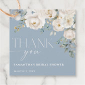 ダスティーブルー ホワイト アイボリー フローラル ブライダルシャワー フェイバータグ (正面)