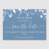 ダスティーブルー・ホワイト・スター ウェディング セーブ・ザ・デート マグネット (正面)