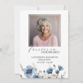 ダスティーブルー ホワイト フローラル お別れ会 追悼プログラム 招待状 (正面)