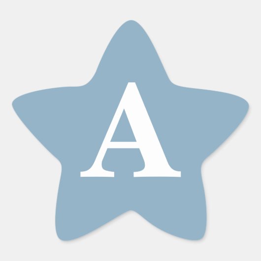 ダスティーブルー ホワイト モノグラム シンプル ブライダルシャワー 星シール (正面)