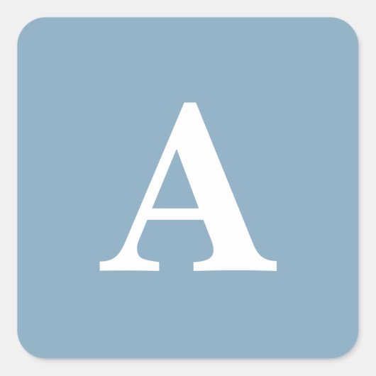 ダスティーブルー ホワイト モノグラム シンプル ブライダル シャワー スクエアシール (正面)