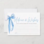 ダスティーブルー ボウ ブライダルシャワー アドバイス＆ウィッシュ カード (正面)