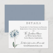 ダスティーブルー・ボタニカル・ウェディングの詳細 招待状 (正面/裏面)
