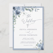 ダスティーブルー・ボタニカル・ウェディング・インビテーション 招待状 (正面)