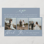 ダスティーブルー ボタニカル ウェディング フォト サンクス サンキューカード (正面/裏面)