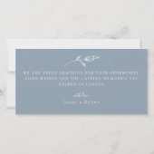 ダスティーブルー ボタニカル ウェディング フォト サンクス サンキューカード (裏面)