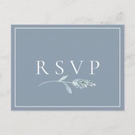 ダスティーブルー ボタニカル ウェディング RSVP 曲リクエスト インビテーションポストカード