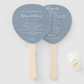 ダスティーブルー ボタニカル ブランチ ウェディング プログラム ハンドファン (正面&裏面)