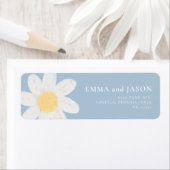 ダスティーブルー ボーホー デイジー フラワーリターンアドレスラベル ラベル (インサイチュ)