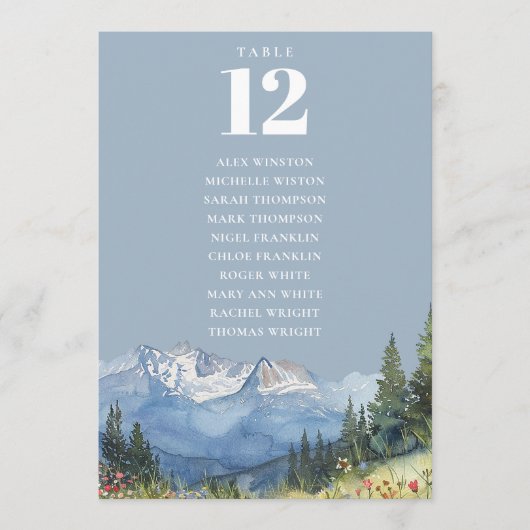 ダスティーブルー マウンテン テーブルナンバー 席次表 (正面)