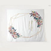 ダスティーブルー ミスティーローズ フラワール ゴールド フォトブース プロップ タペストリー (正面(横))