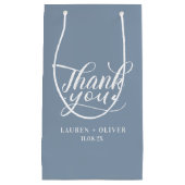 ダスティーブルー | ミニマリストの結婚式のお礼 スモールペーパーバッグ (正面)