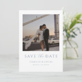 ダスティーブルー ミニマル セーブ・ザ・デート 招待状 (スタンド正面)