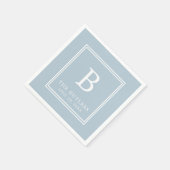 ダスティーブルー モノグラム ウェディング ペーパーナプキン スタンダードカクテルナプキン (角)