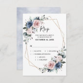 ダスティーブルー モーブ ユーカリ ジオメトリック ウェディング 出欠カード (正面/裏面)