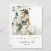 ダスティーブルー ユーカリグリーン  招待状 (正面)