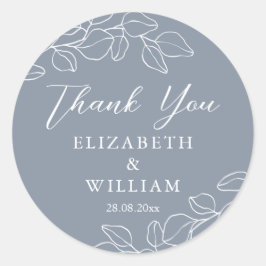 ダスティーブルー ユーカリ ウェディング 御礼 ラウンドシール