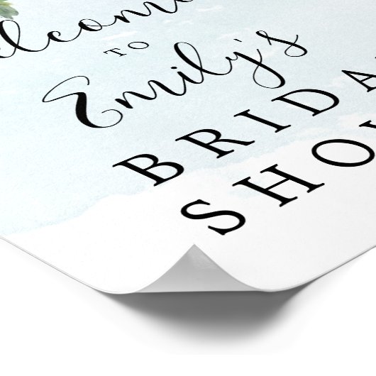 ダスティーブルー ユーカリ ウェルカムサイン 結婚前お披露目 ポスター (角)