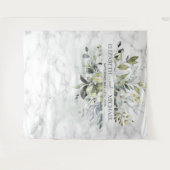ダスティーブルー ユーカリ グリーン ボタニカル マーブル タペストリー (正面(横))