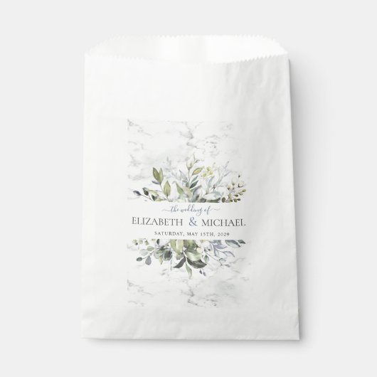 ダスティーブルー ユーカリ グリーン ボタニカル マーブル フェイバーバッグ (正面)