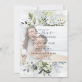 ダスティーブルー ユーカリ グリーン マーブル フォト 招待状 (正面)