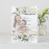 ダスティーブルー ユーカリ グリーン マーブル フォト 招待状 (スタンド正面)