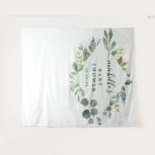 ダスティーブルー ユーカリ ベビーシャワー デコ 背景ボード タペストリー (正面(横))