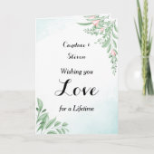 ダスティーブルー ユーカリ 結婚おめでとう カード (正面)