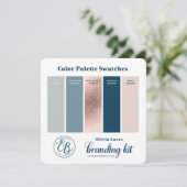 ダスティーブルー＆ローズゴールド カラー パレット スワッチ カード (スタンド正面)