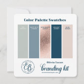 ダスティーブルー＆ローズゴールド カラー パレット スワッチ カード (正面)
