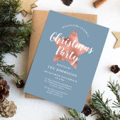 ダスティーブルー ローズ ゴールド スター クリスマスパーティ 招待状