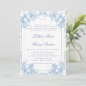 ダスティーブルー ヴィンテージ ガーデン フレンチ フローラル ウェディング 招待状 (スタンド正面)