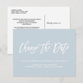 ダスティーブルー 挙式日延期 延期 キャンセルされた結婚式 案内ポストカード (正面/裏面)