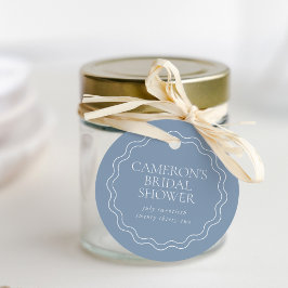 ダスティーブルー | 波型の縁飾り付き ブライダルシャワー フェイバータグ