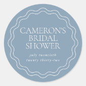 ダスティーブルー | 波型の縁飾り付き ブライダルシャワー ラウンドシール (正面)