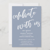 ダスティーブルー 私たちと一緒にお祝いしよう 結婚式の披露宴 招待状 (正面)