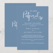 ダスティーブルー 結婚延期のお知らせ 招待状 (正面/裏面)