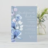 ダスティーブルー 透明 フラワーブライドメイドのランチ会 招待状 (スタンド正面)