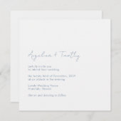 ダスティーミニマルブルーエレガモダンントウェディング 招待状 (正面/裏面)