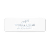 ダスティーミニマルブルーボタニカルリーフ差出人住所 ラベル (正面)