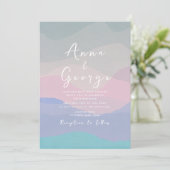 ダスティーミニマルブルーボホ結婚式招待状 招待状 (スタンド正面)