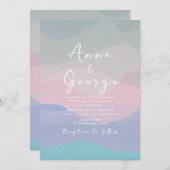 ダスティーミニマルブルーボホ結婚式招待状 招待状 (正面/裏面)