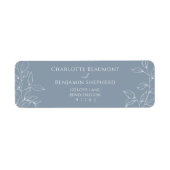 ダスティーミニマルブルー結婚リーフ差出人住所 ラベル (正面)