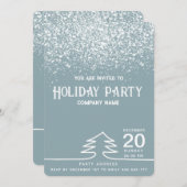 ダスティーミニマルブルー雪の休日パ企業のーティ 招待状 (正面/裏面)