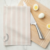 ダスティーモダンバラボホストライプモノグラム名 キッチンタオル (四つ折り)