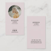 ダスティーモダンピンクフォトソーシャルメディアの名刺 名刺 (正面/裏面)