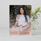 ダスティーモダンピンクローズ金ゴールドキンセアニェラ 箔招待状 (立ち正面)